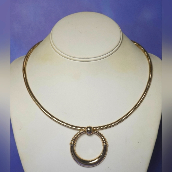 Monet Gold Tone Necklace with Circular Pendant - Picture 1 of 7